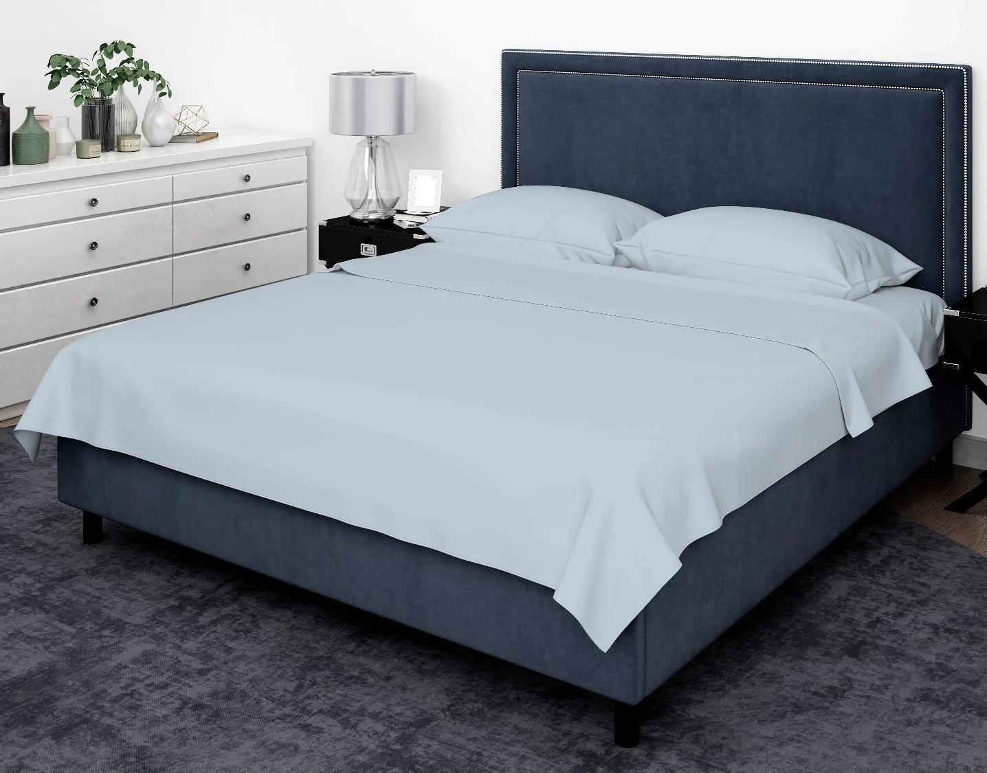 Cotton House Twin Bamboo Sheet Set - Niagara Mist, Blue