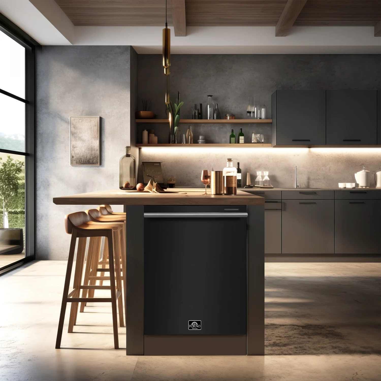 Forno Premium Black Kitchen Package with Range, Bottom Freezer Refrigerator and Dishwasher - FBDL-007-02CA - Image 5