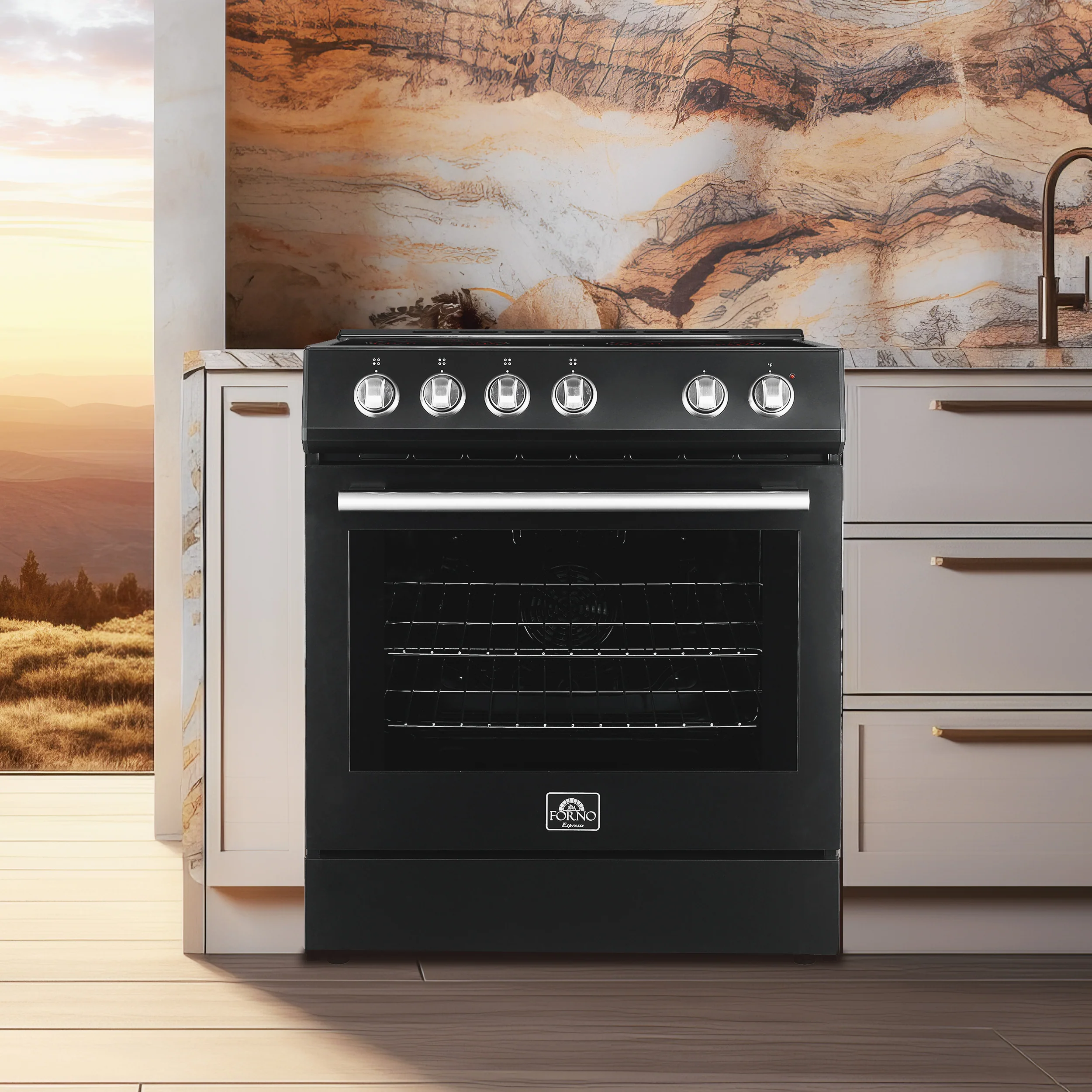 Forno Premium Black Kitchen Package with Range, Bottom Freezer Refrigerator and Range Hood - FBDL-001-02CA - Image 6
