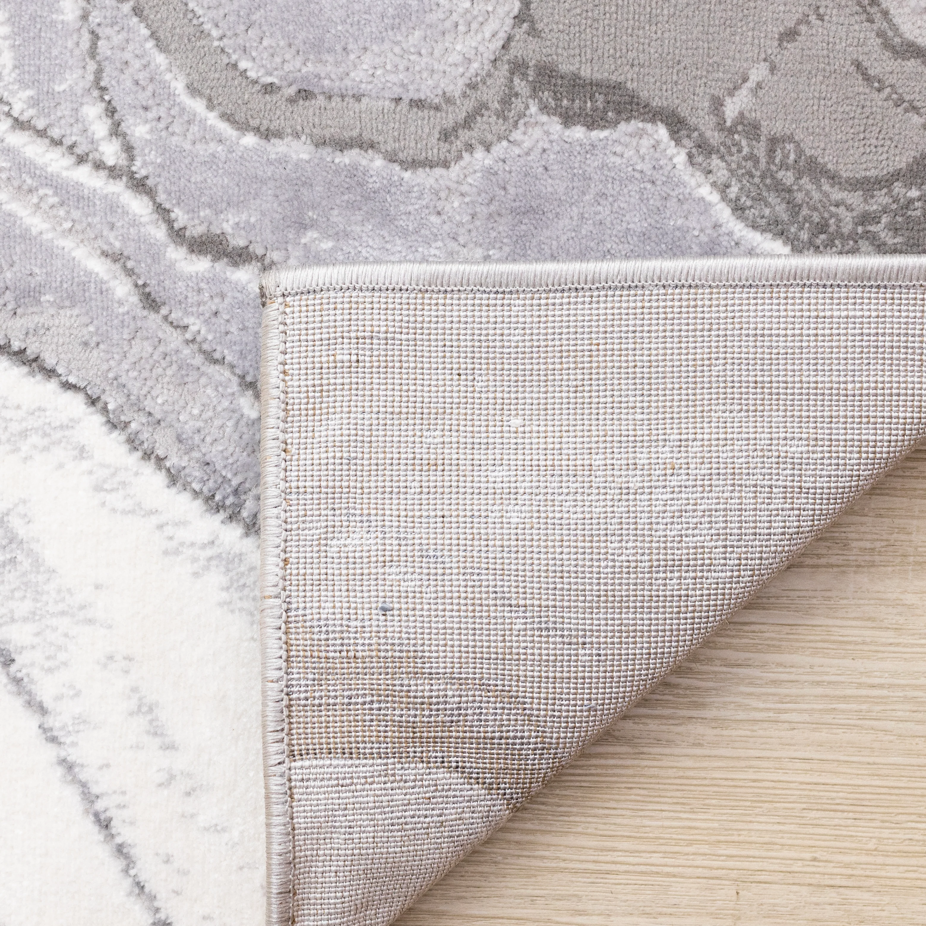 Frosted Cloud 6'7" x 9'6" Marble Design Area Rug - Grey, White - Image 10