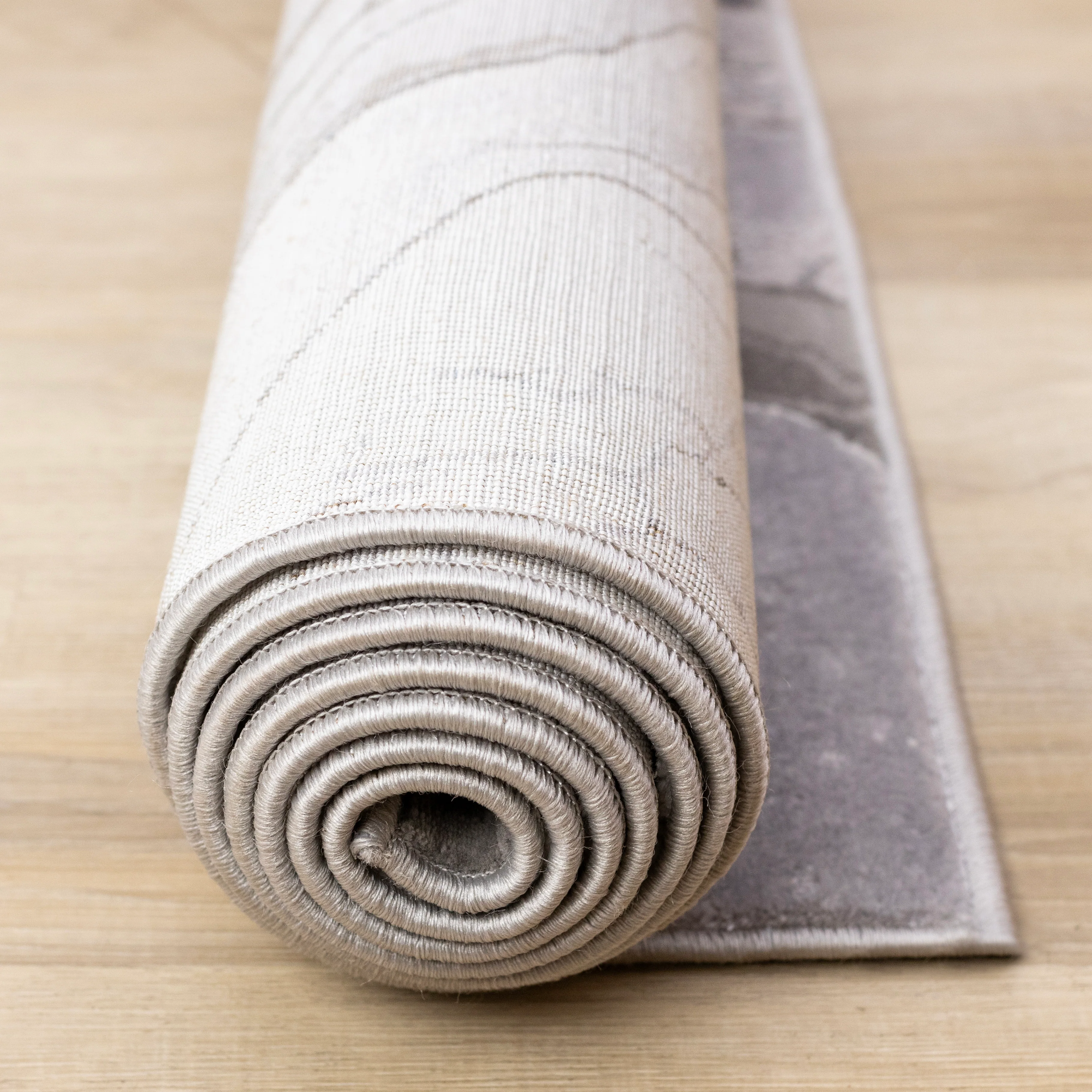 Frosted Cloud 6'7" x 9'6" Marble Design Area Rug - Grey, White - Image 11