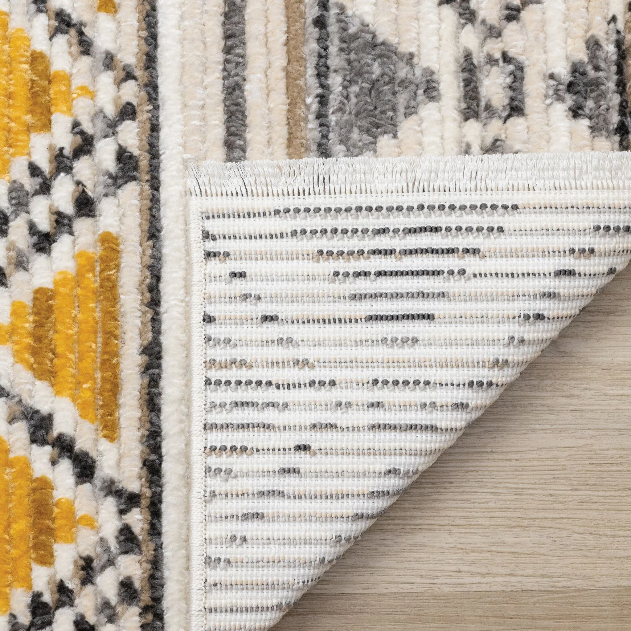 Golden Peaks 5'3" x 7'7" Tribal Area Rug - Grey, Yellow - Image 4