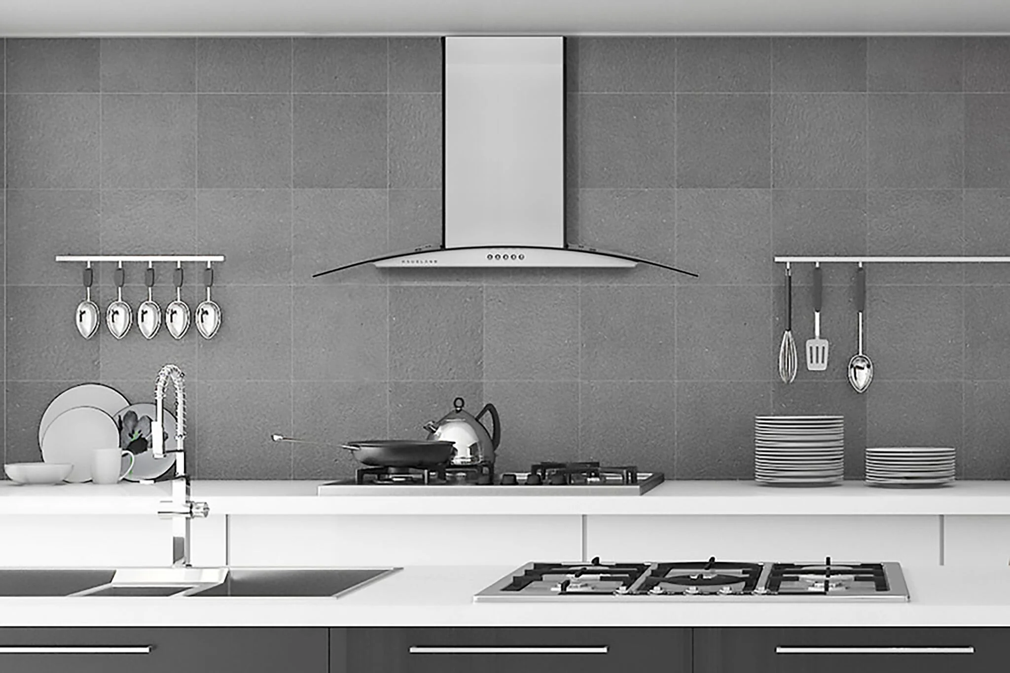 Hauslane Stainless Steel 30" 750 CFM Glass Wall Mount Range Hood - WM-600SS-30 - Image 2