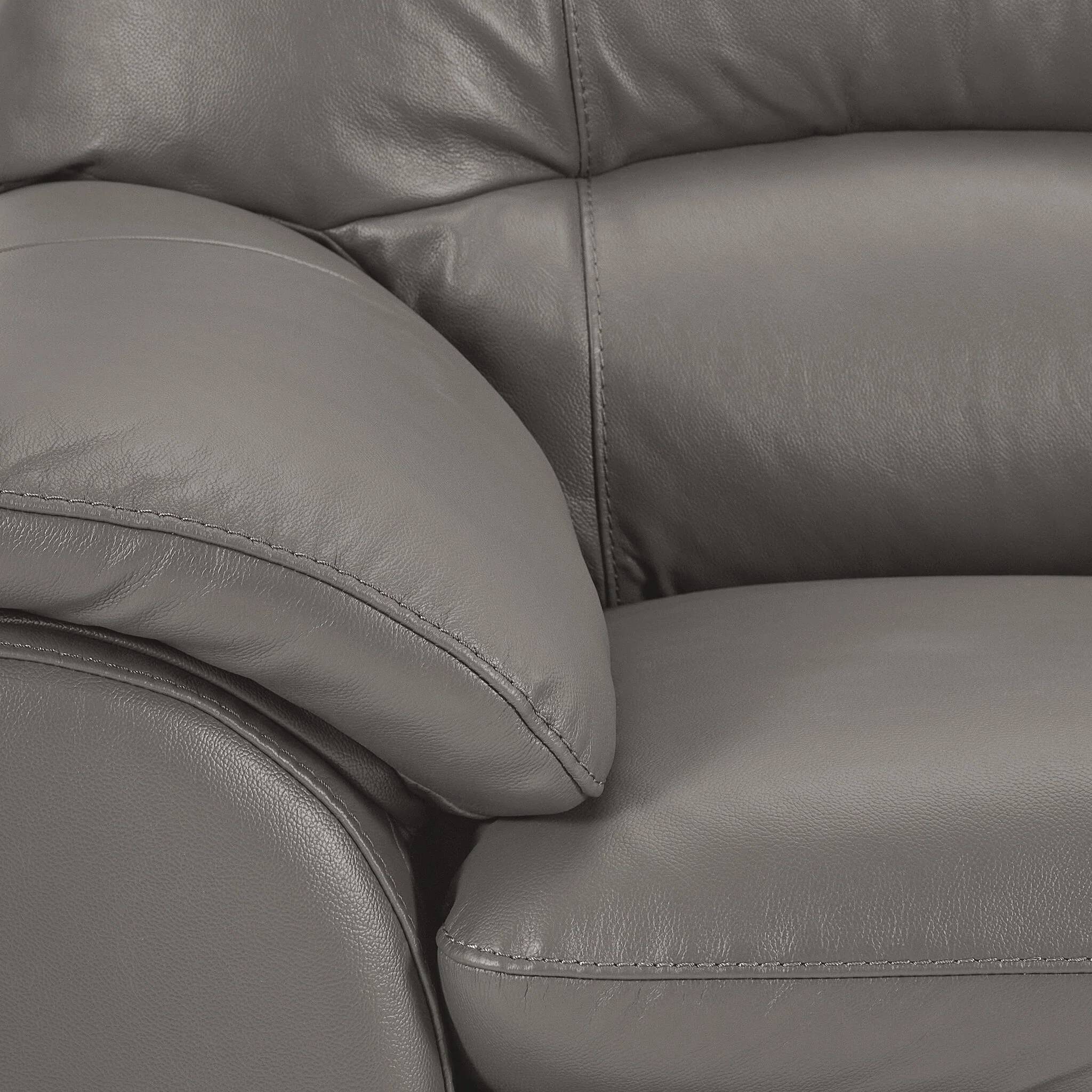 Kendrick Leather Sofa and Chair Set - Grey - Image 4