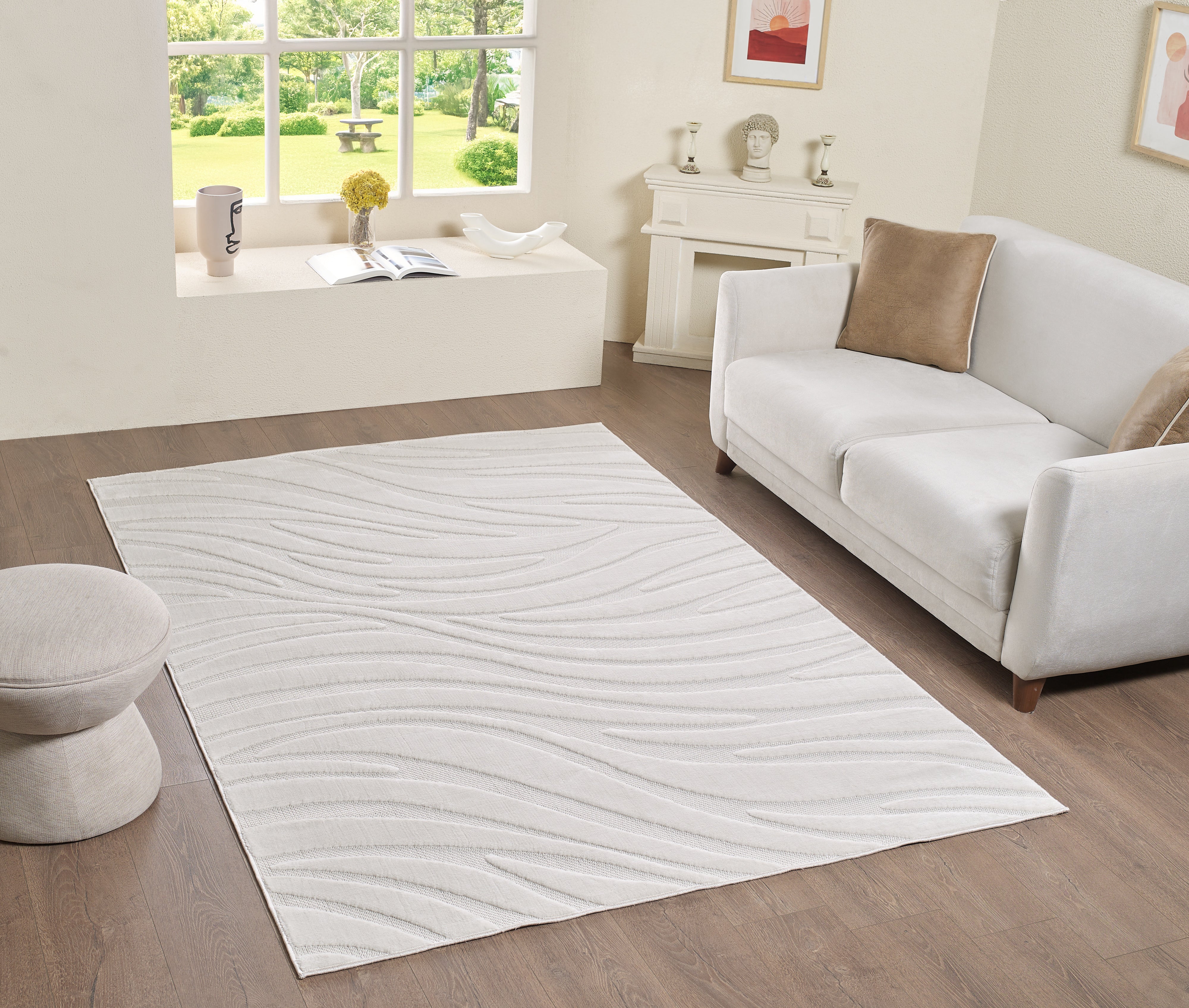 L2 Decor Cornelle Area Rug 5' x 8' with Underpad - Cream - Image 2