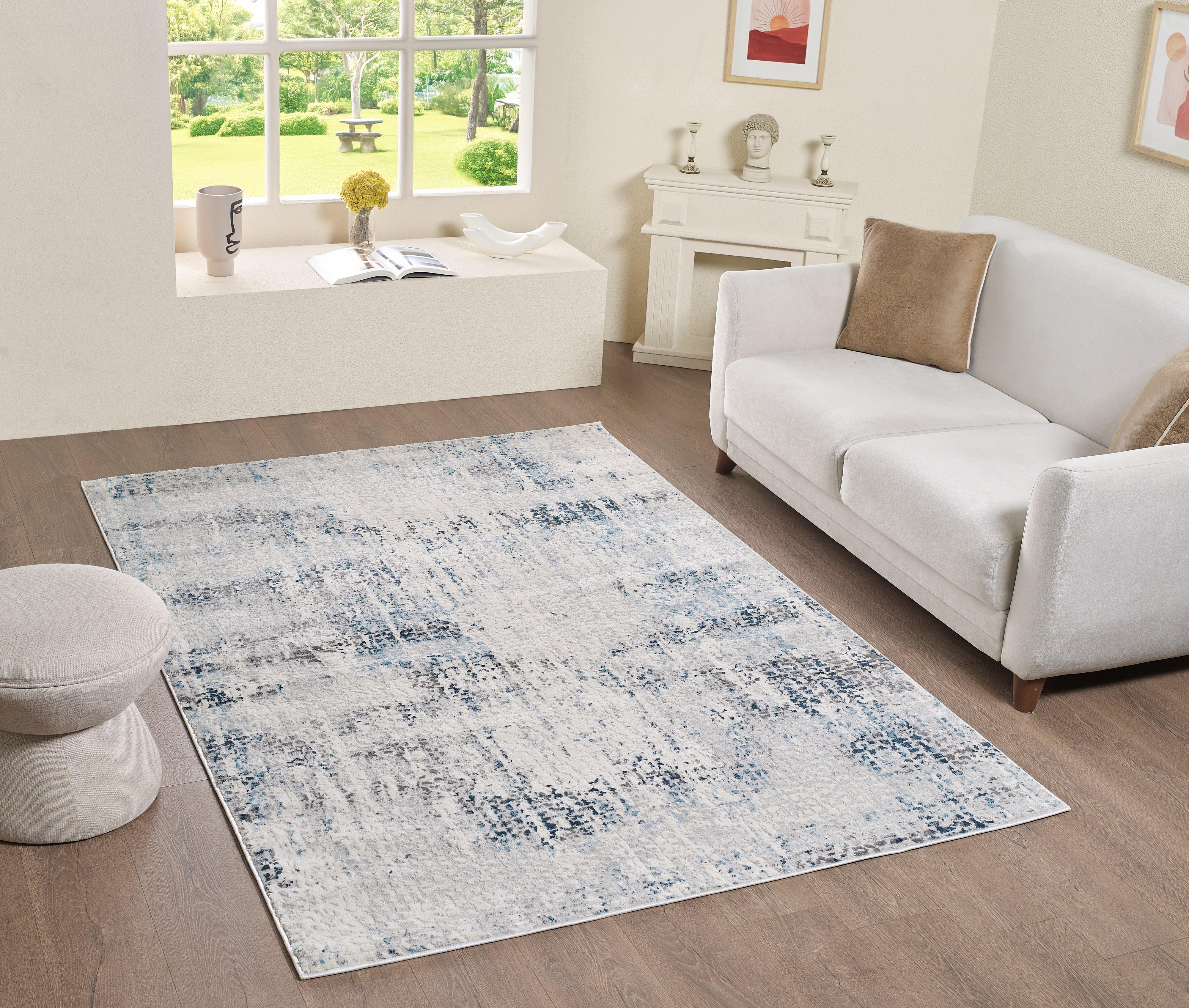 L2 Decor Cozy Area Rug 5' x 8' - Cream, Light Blue - Image 2