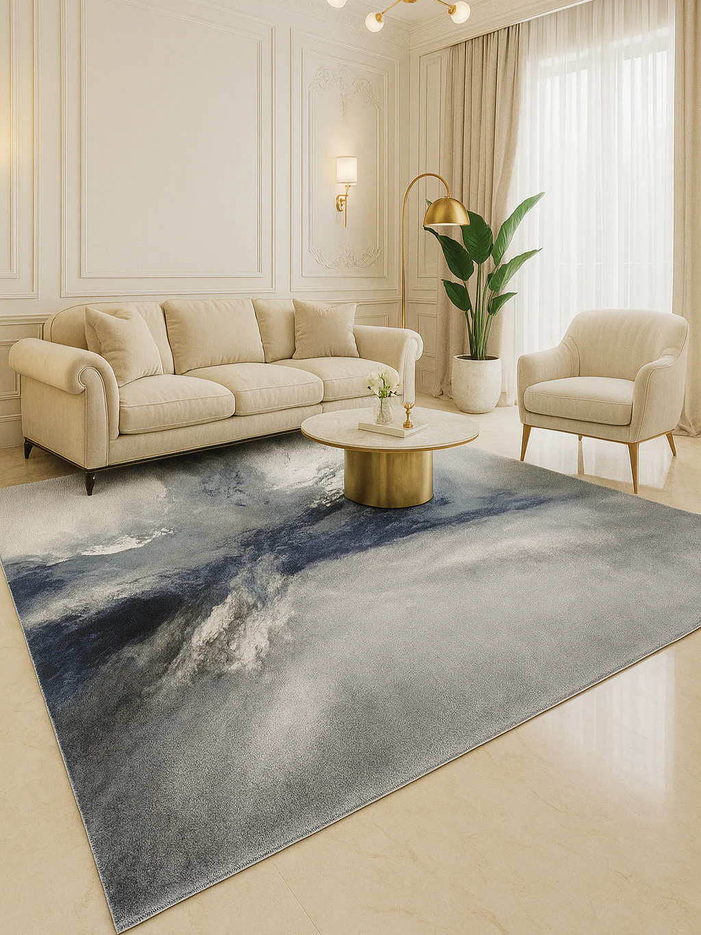 L2 Decor Diamond Area Rug 5' x 8' with Underpad - Blue - Image 2
