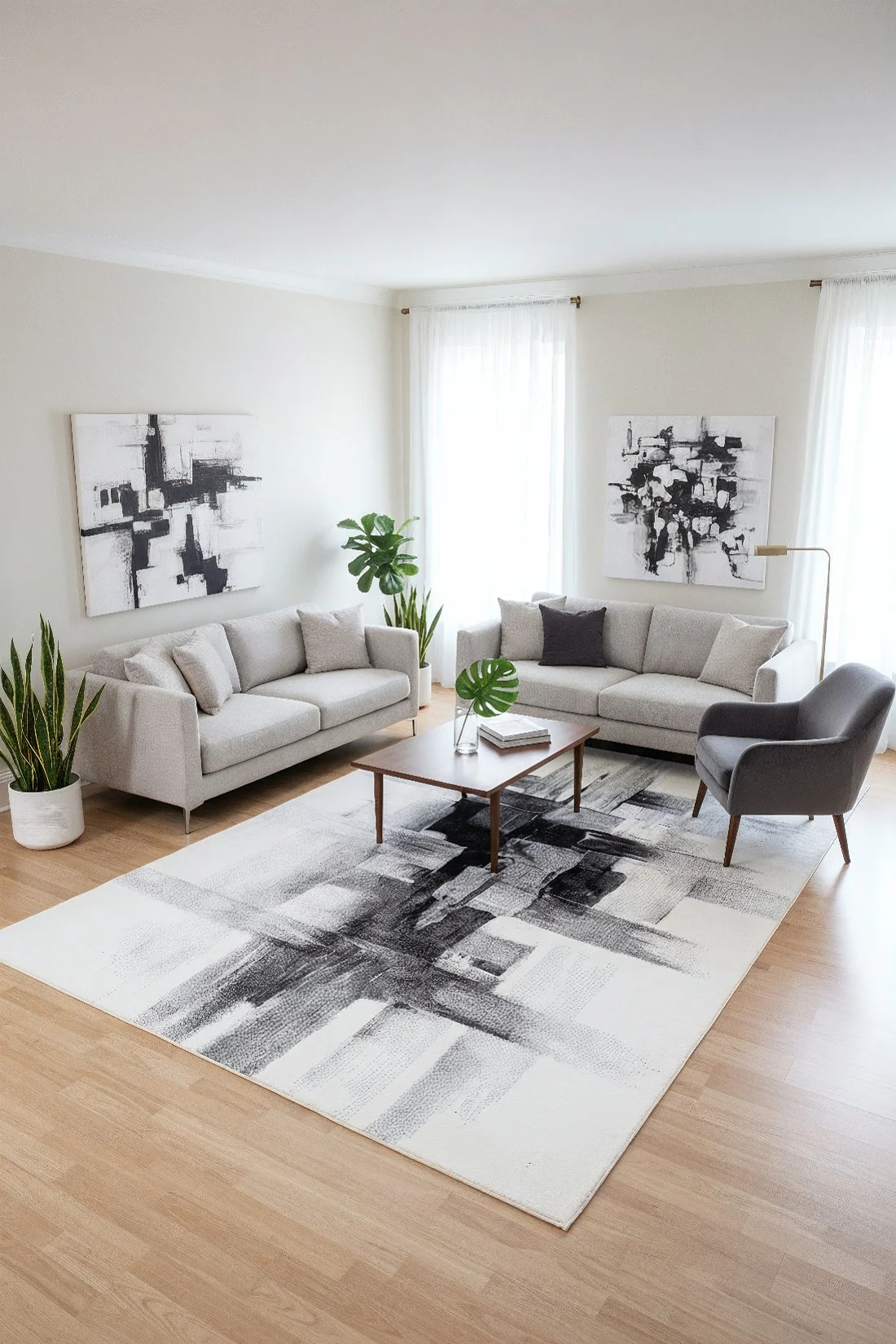 L2 Decor Diamond Area Rug 8' x 11' with Underpad - Cream, Grey - Image 2