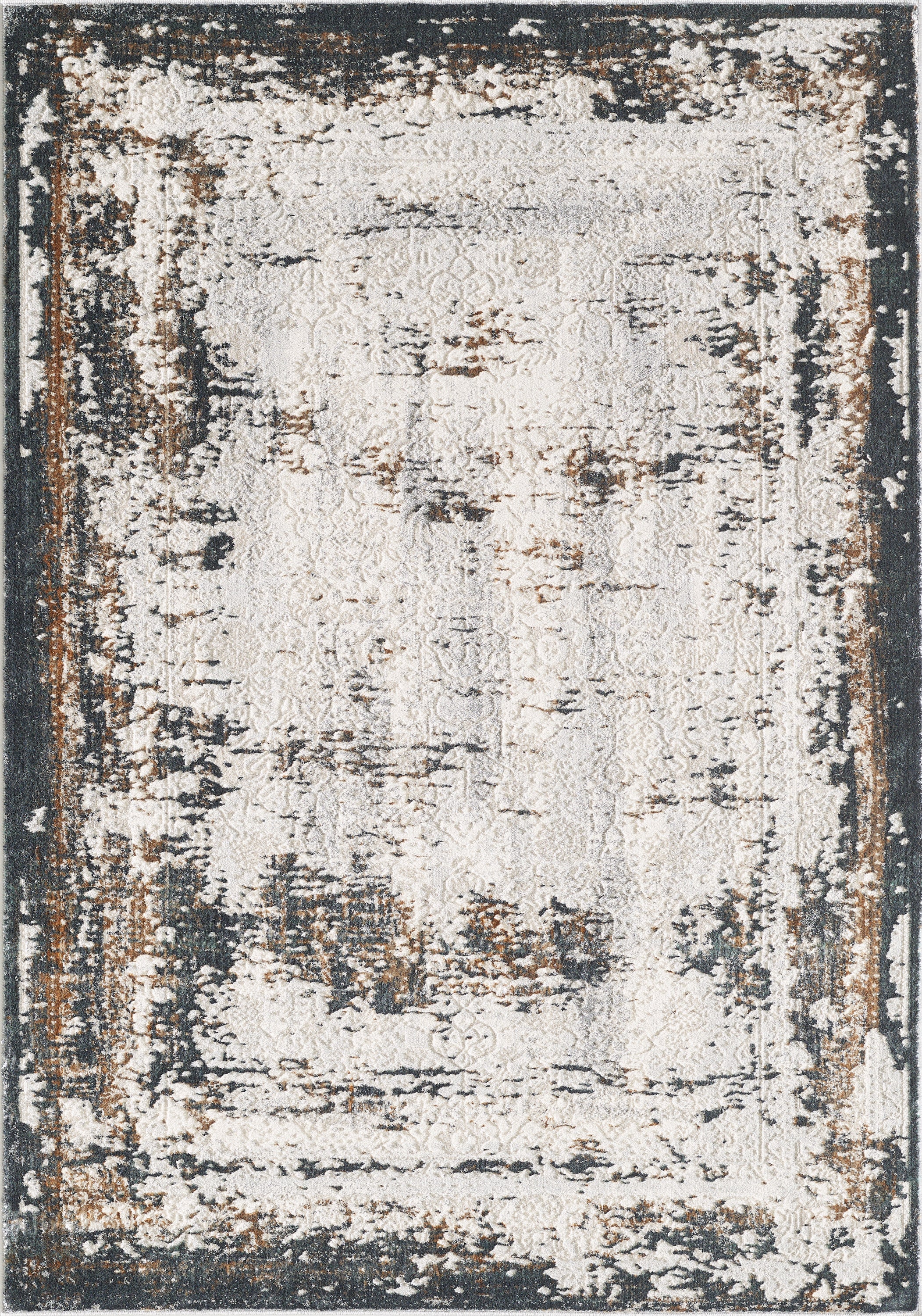 L2 Decor Emojy Area Rug 7' x 10' with Underpad - Cream, Grey