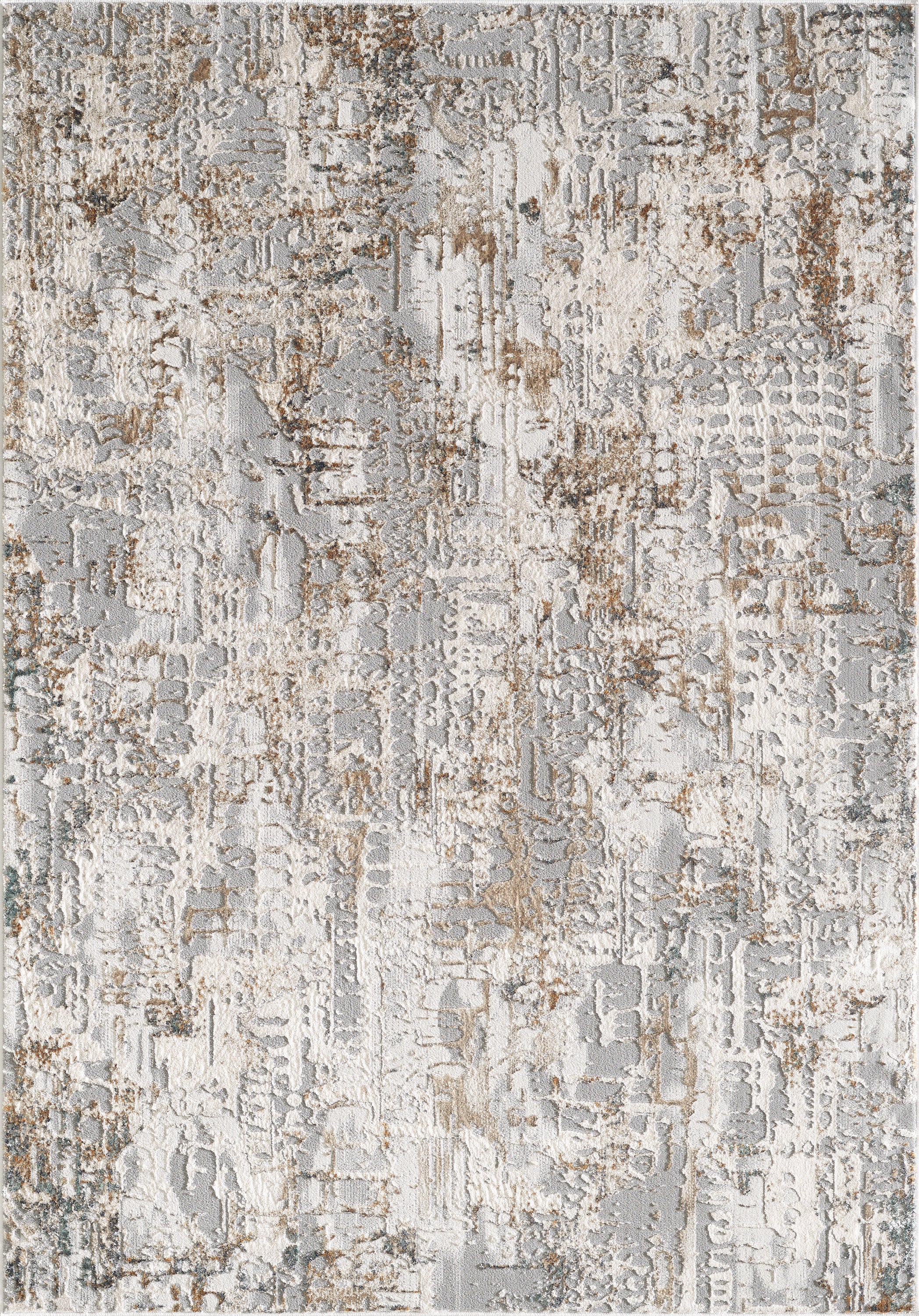 L2 Decor Emojy Area Rug 7' x 10' with Underpad - Dark Grey, Cream