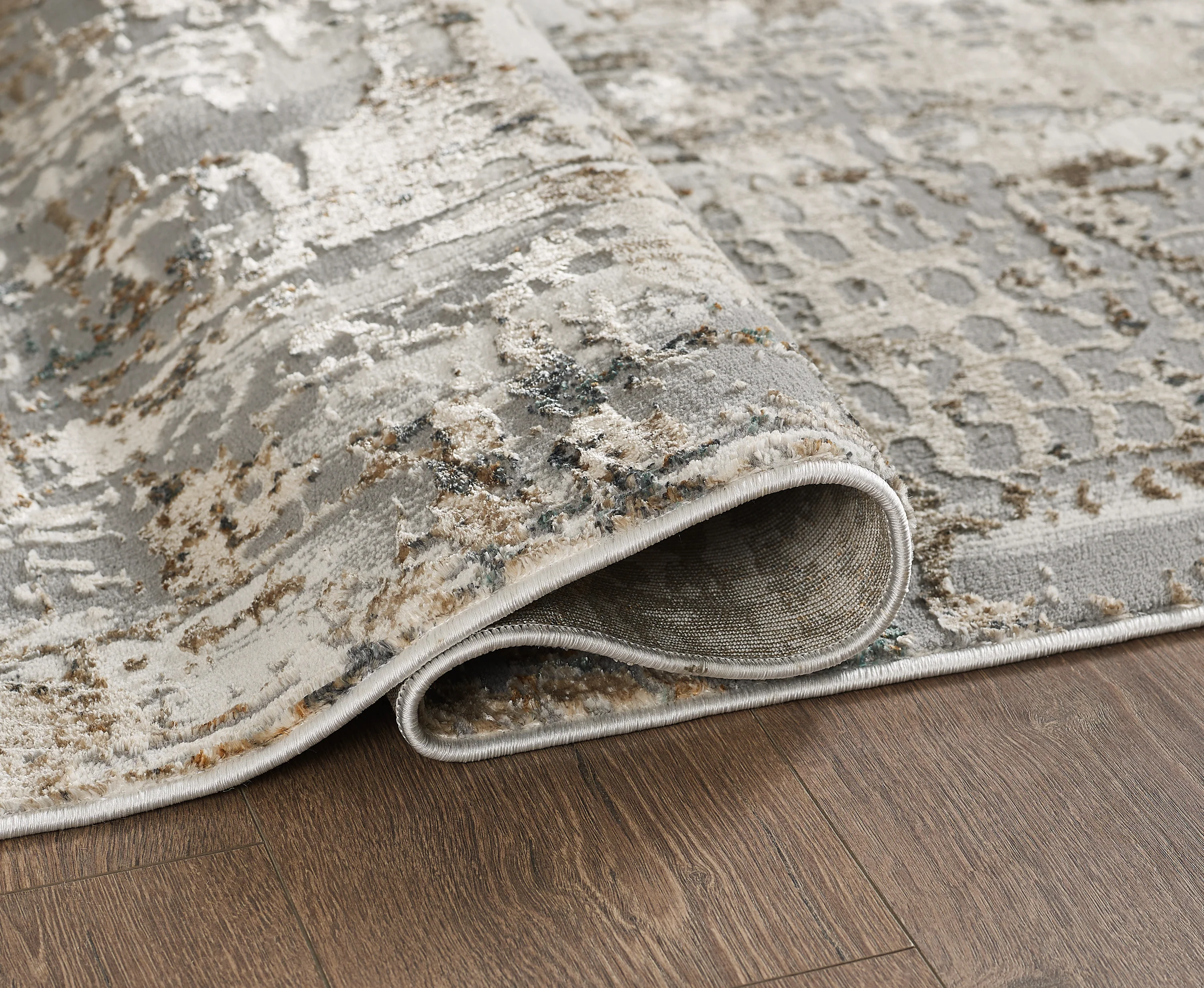 L2 Decor Emojy Area Rug 8' x 11' with Underpad - Dark Grey, Cream - Image 3