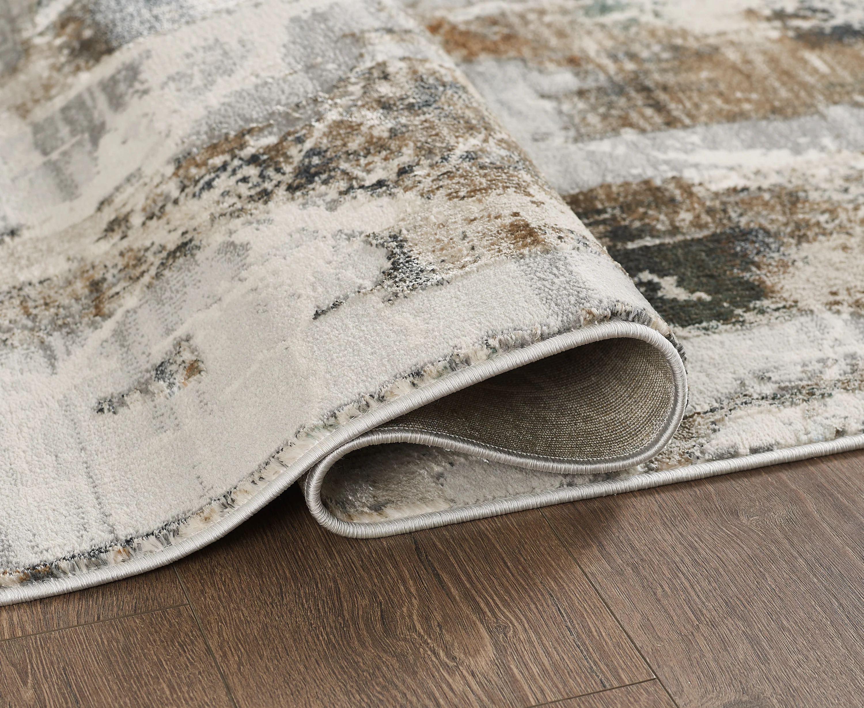 L2 Decor Emojy Area Rug 8' x 11' with Underpad - Grey, Cream - Image 3