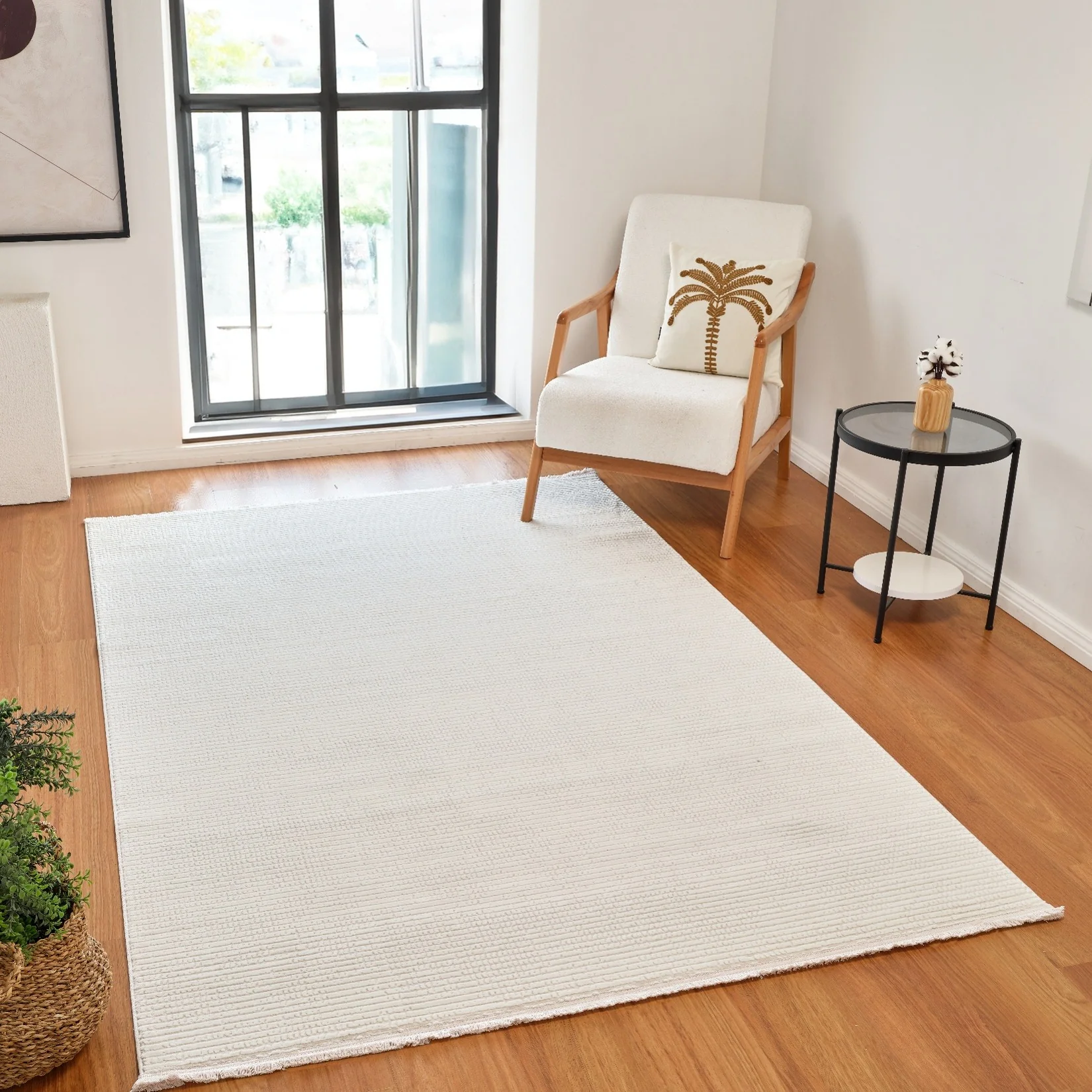 L2 Decor Karizma Area Rug 7' x 10' with Underpad - Cream - Image 2