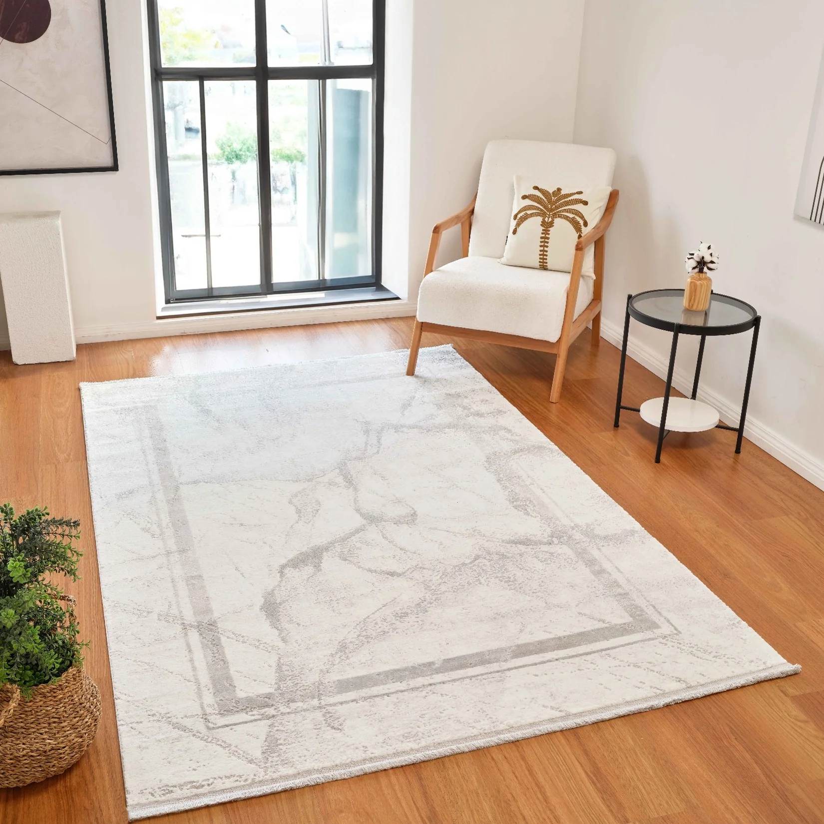L2 Decor Karizma Area Rug 7' x 10' with Underpad - Grey, White - Image 2