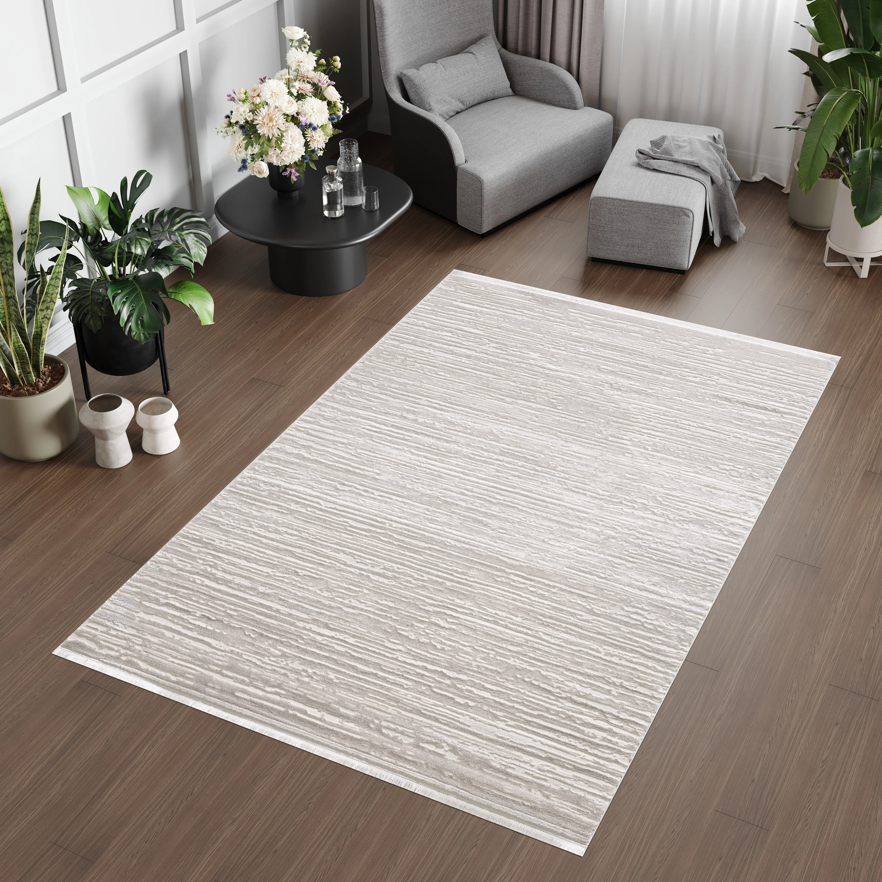 L2 Decor Lazer Area Rug 7' x 10' - Cream, Beige, Grey - Image 2