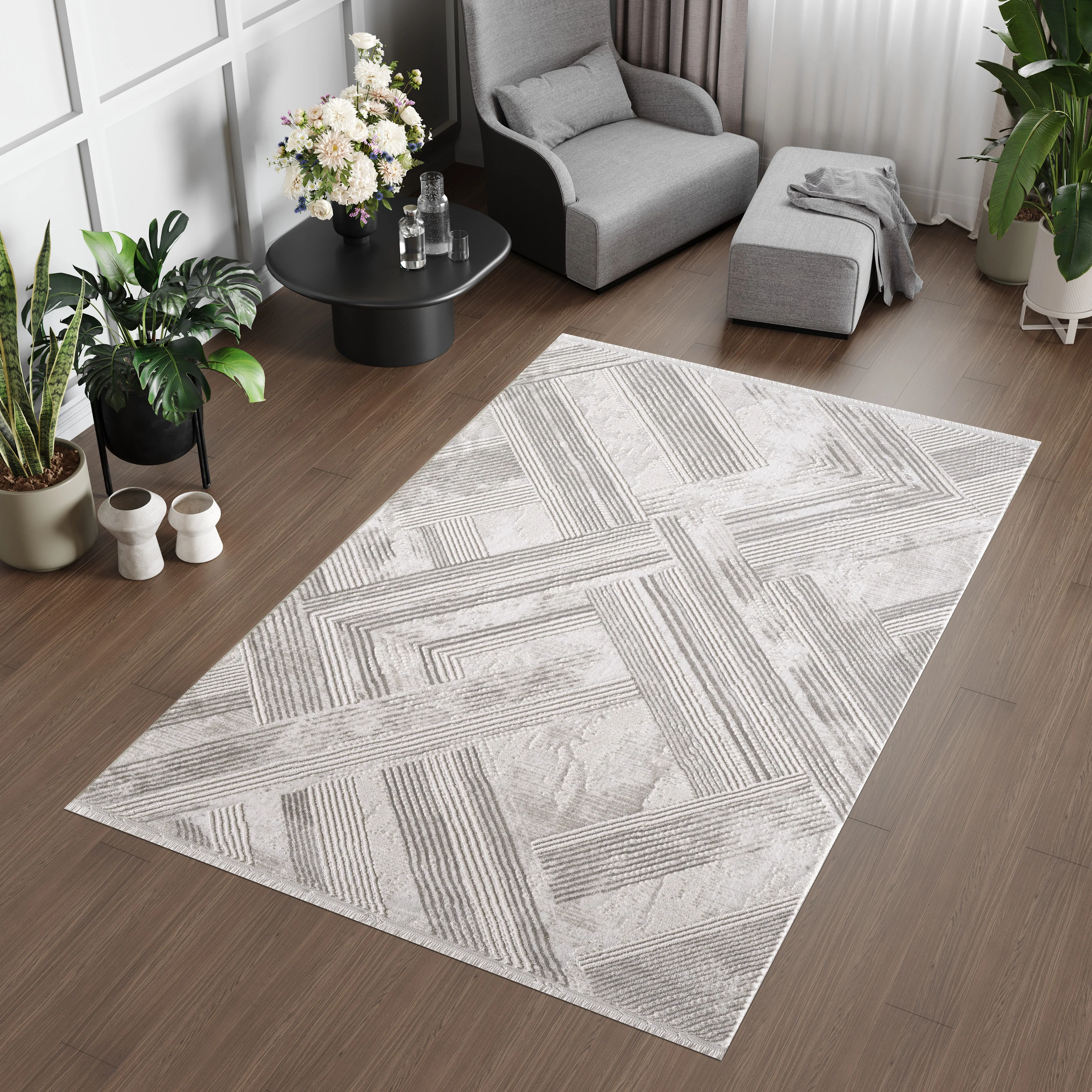 L2 Decor Lazer Area Rug 8' x 11' - Cream - Image 2