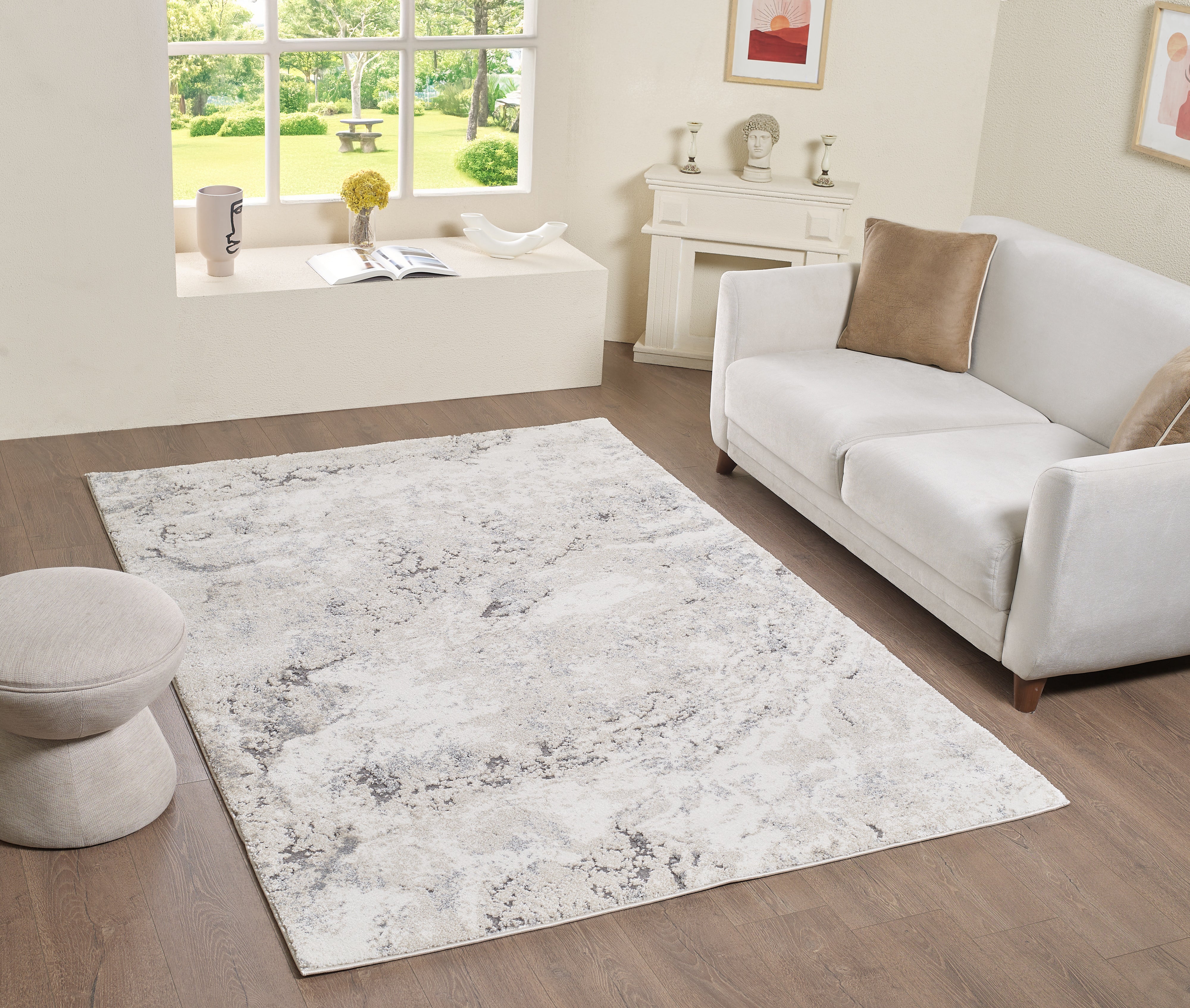L2 Decor Panorama Area Rug 5' x 8' - Grey, Cream - Image 2