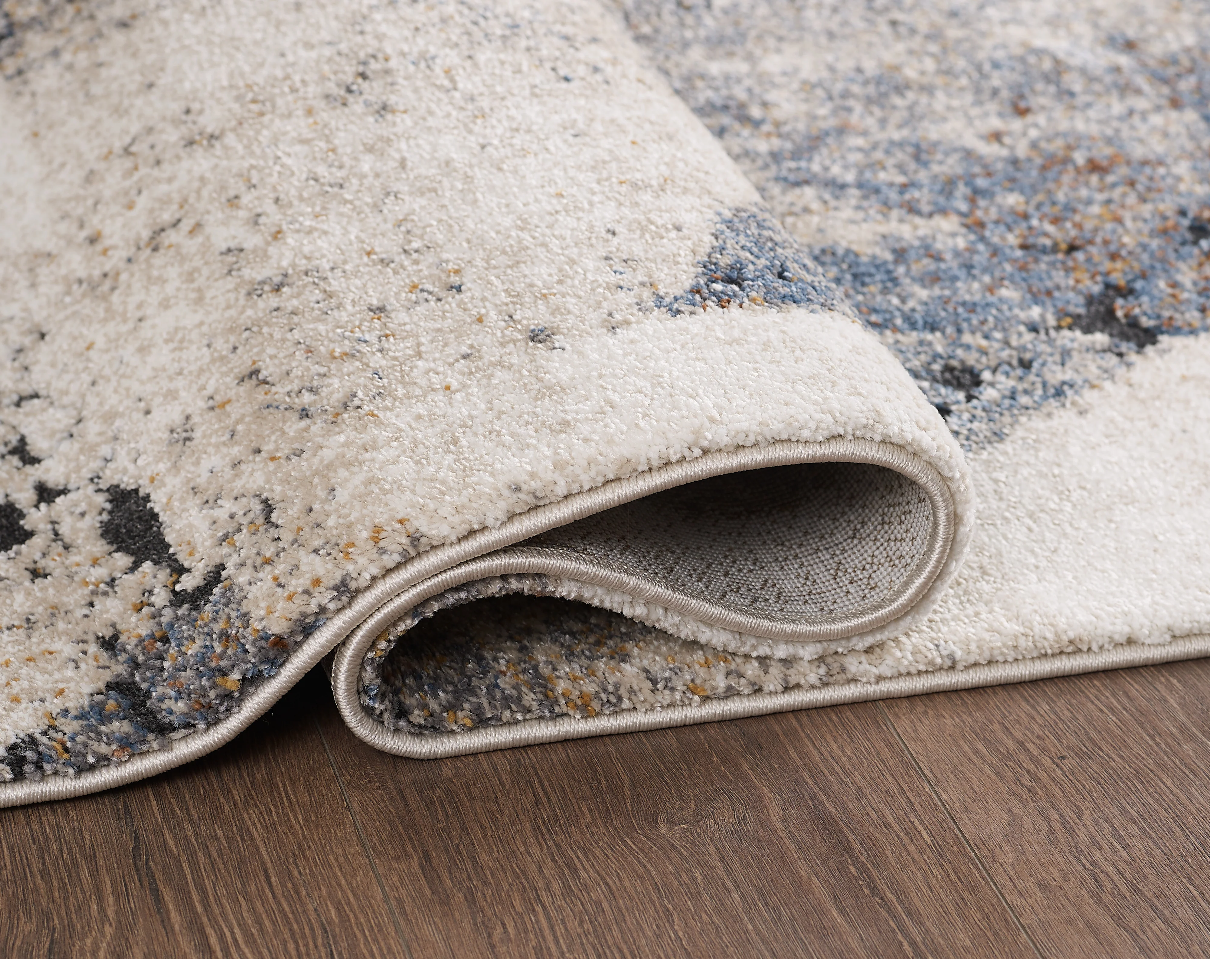 L2 Decor Panorama Area Rug 5' x 8' with Underpad - Blue, Cream - Image 3