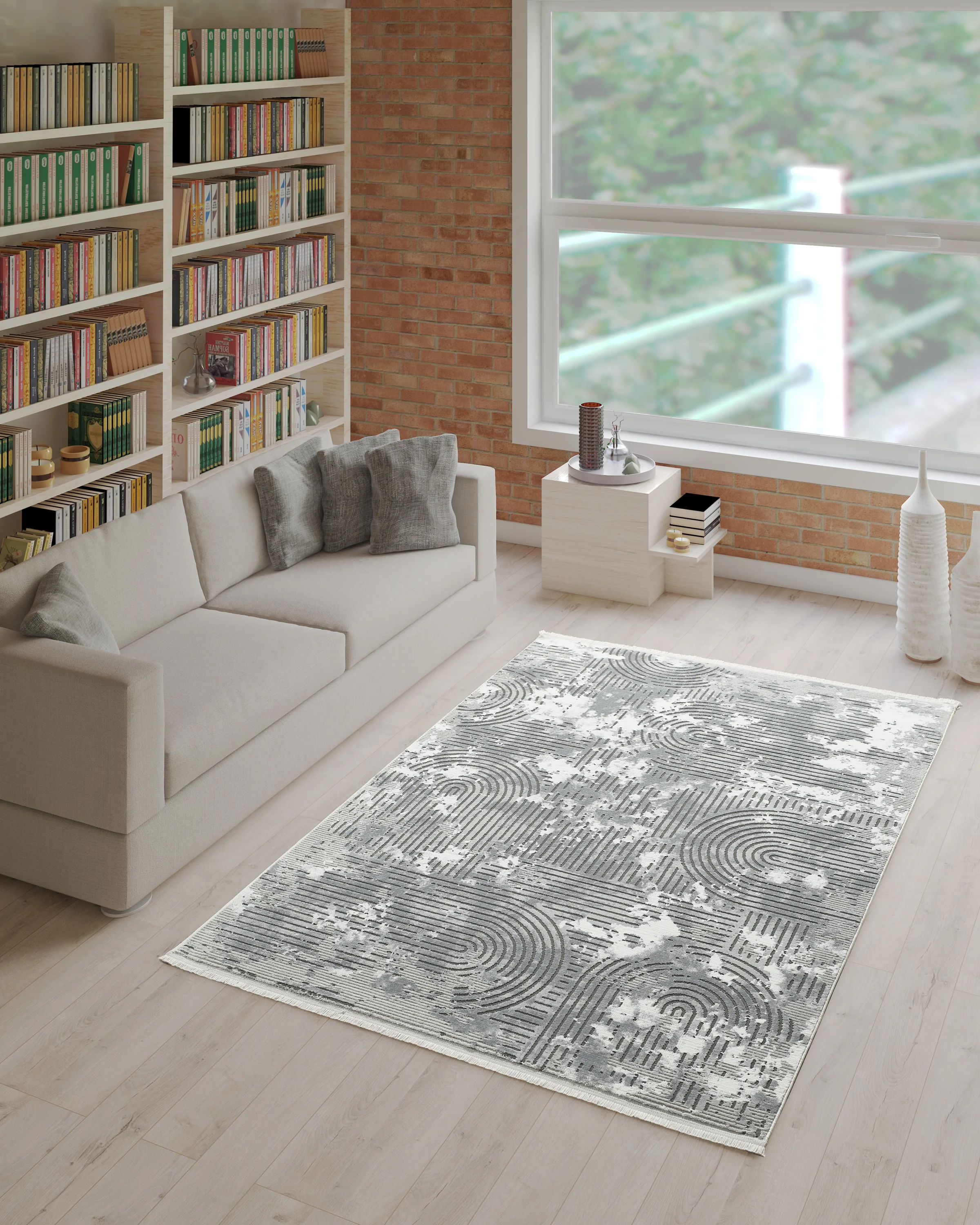 L2 Decor Petra Area Rug 7' x 10' with Underpad - Dark Grey - Image 2