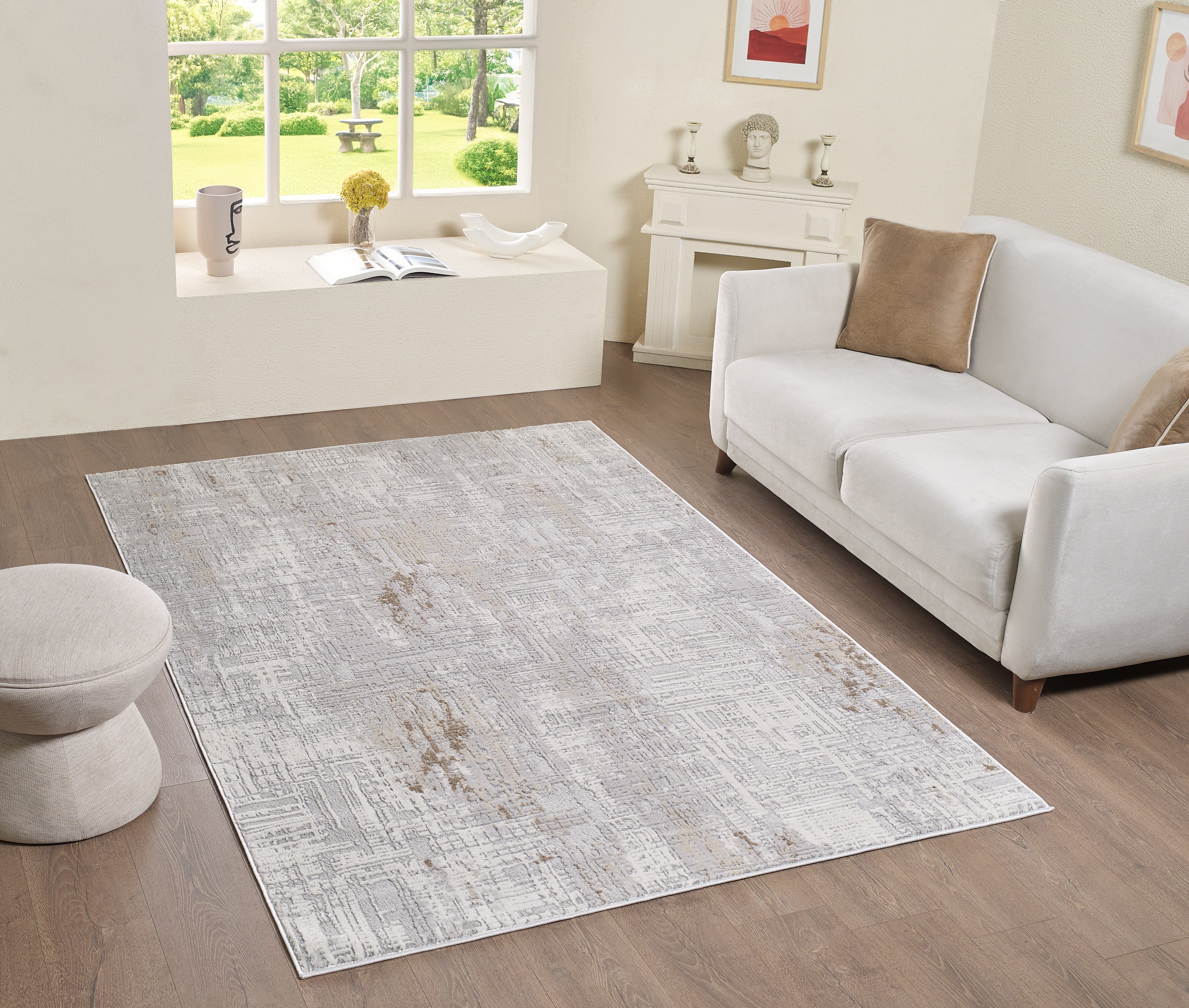 L2 Decor Symphony Area Rug 5' x 8' with Underpad - Grey, Grey - Image 3