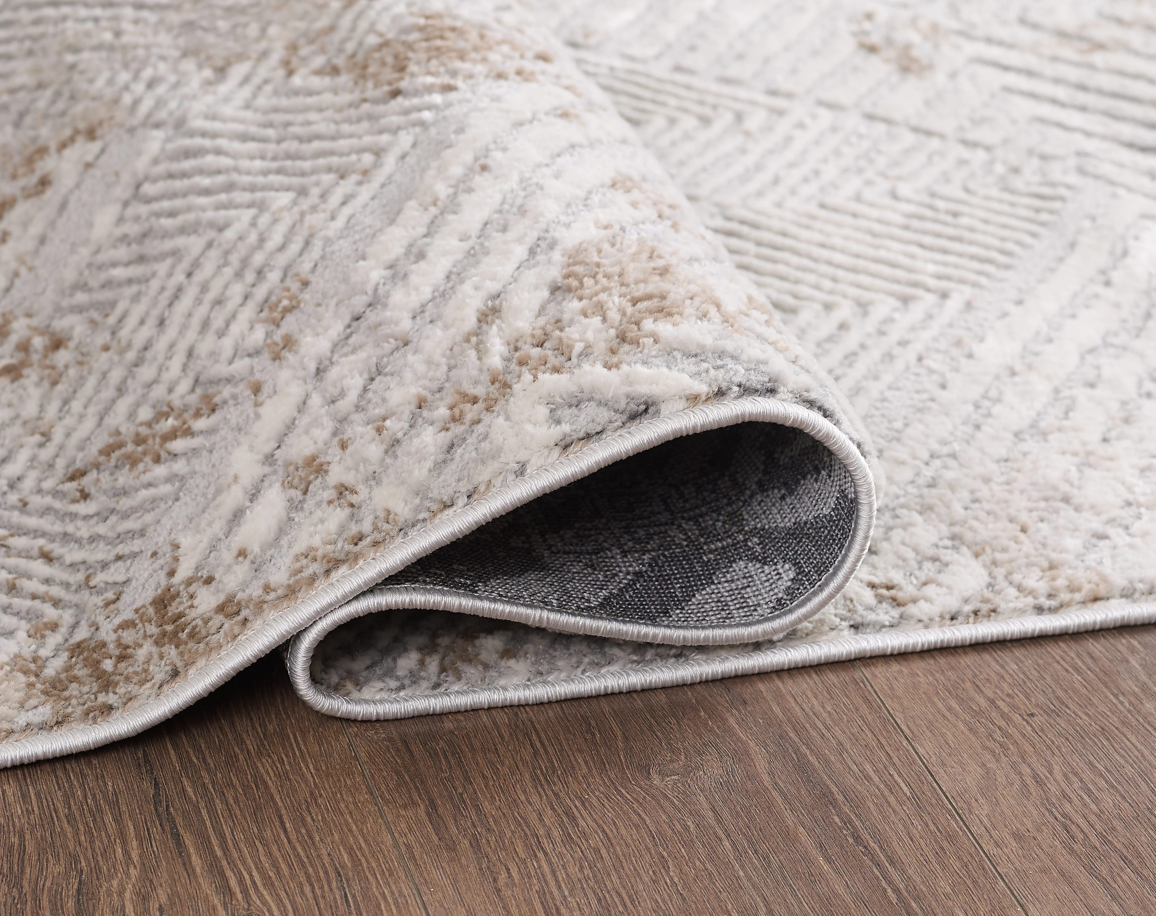 L2 Decor Symphony Area Rug 8' x 11' with Underpad - Light Grey, Beige - Image 3