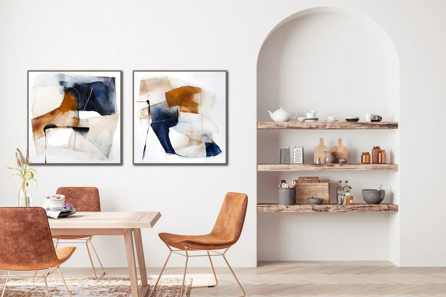 Midnight Fold II Wall Art - Orange/Blue - 32 X 32 - Image 2