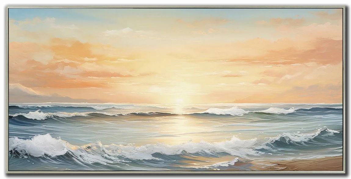 Morning Break Wall Art - Orange/Blue - 28 X 56