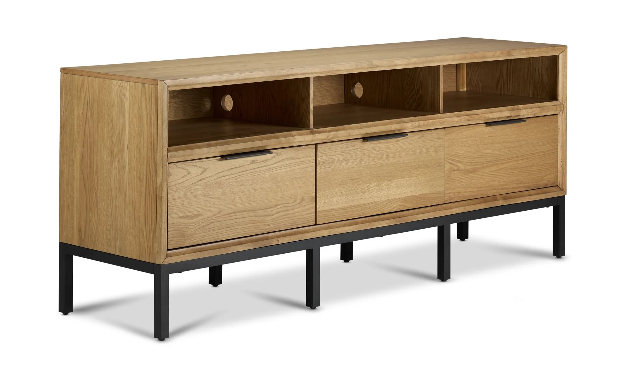 Feeling Connected - Newport 70" TV Stand - Oak and Black
