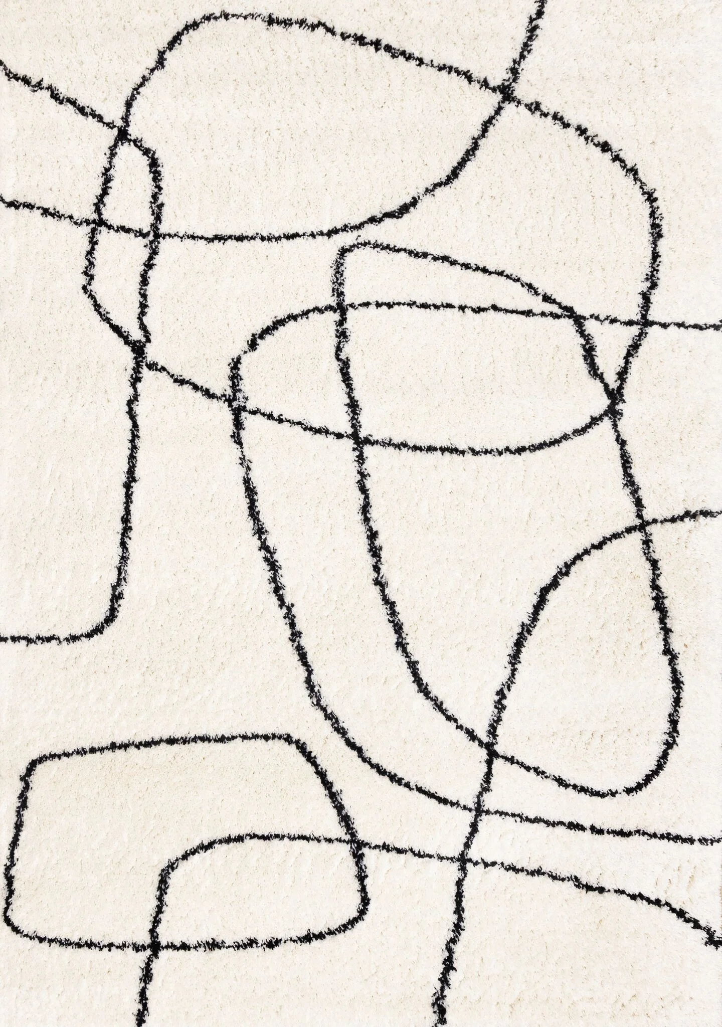 Pace 6'7" x 9'6" Outlinded Shapes Area Rug - Cream, Black