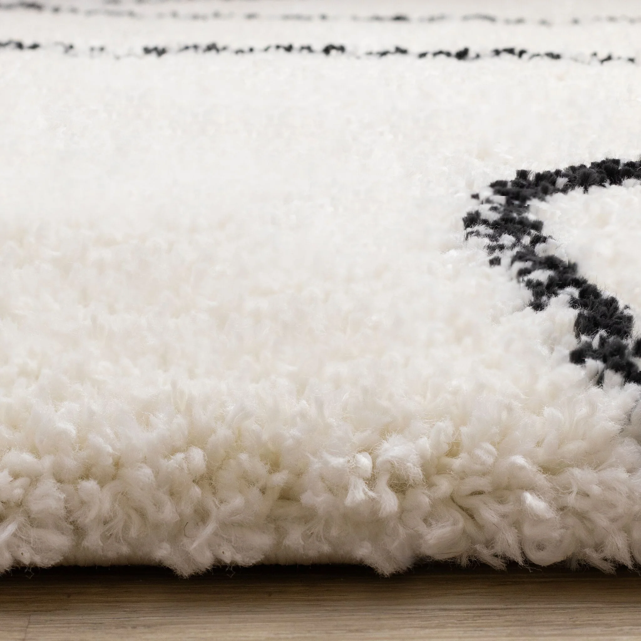 Pace 6'7" x 9'6" Outlinded Shapes Area Rug - Cream, Black - Image 4