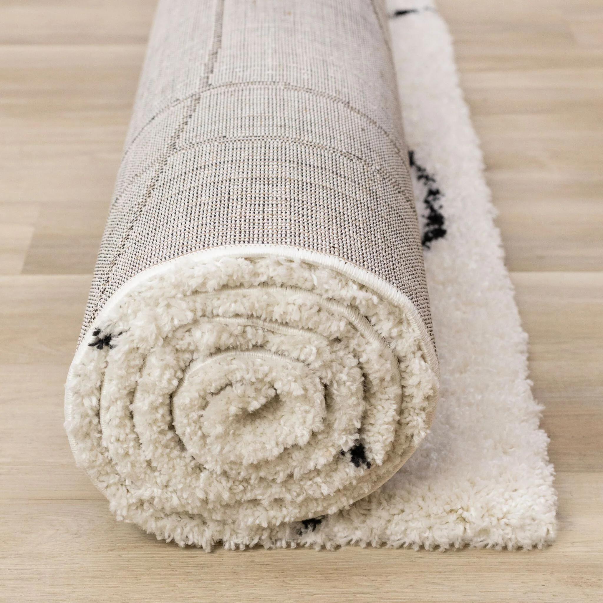Pace 6'7" x 9'6" Outlinded Shapes Area Rug - Cream, Black - Image 9
