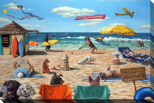 Paws in the Sand Wall Art - Multi-Colour - 38 X 60