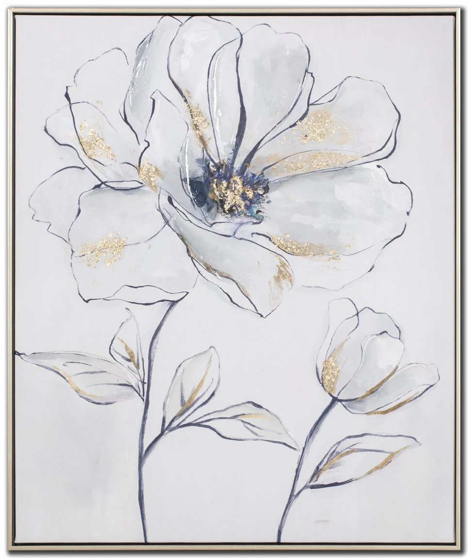 Petal Grace II Wall Art - White/Blue - 24 X 20