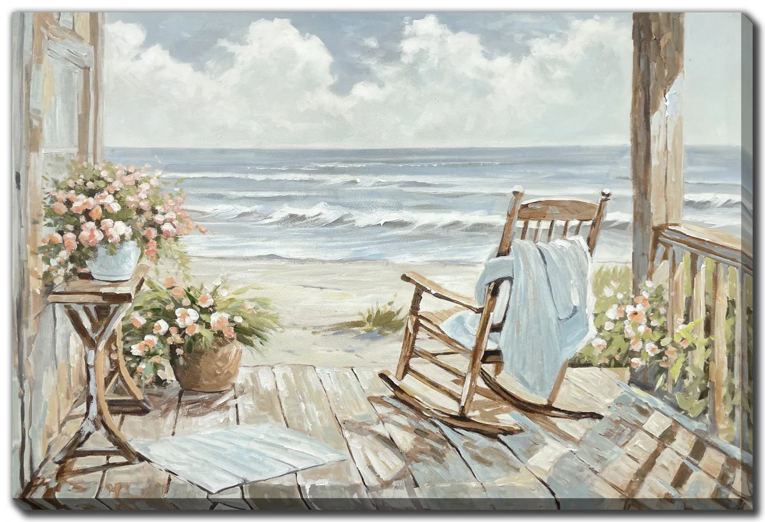 Rocking by the Sea Wall Art - Blue/Beige - 30 X 45