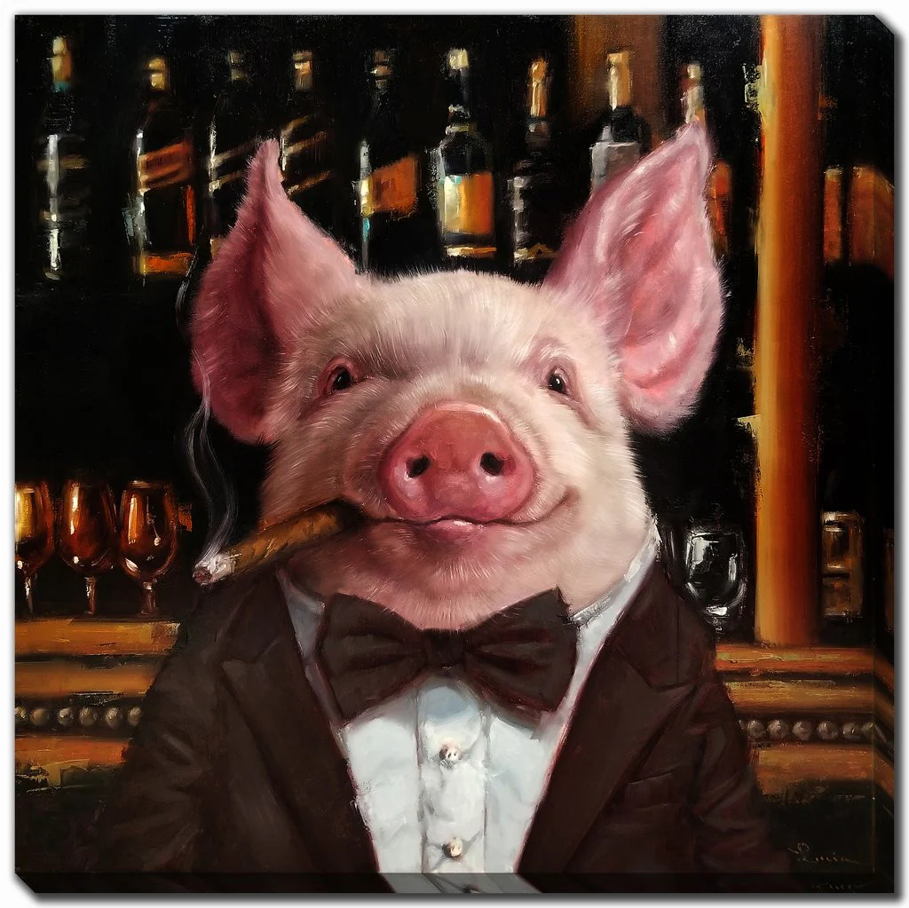 The Sophisti-pig Wall Art - Pink - 24 X 24