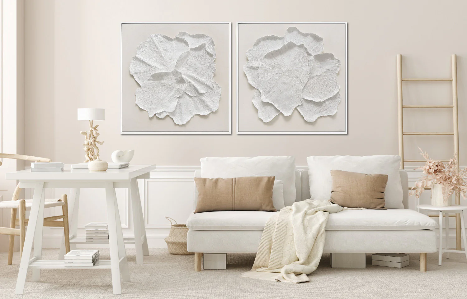 White Petal I Wall Art - White - 32 X 32 - Image 2