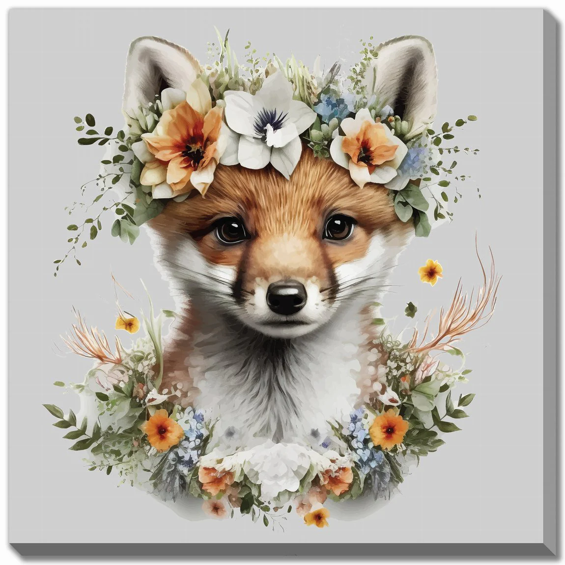 Woodland Queen Wall Art - Orange/Green - 30 X 30