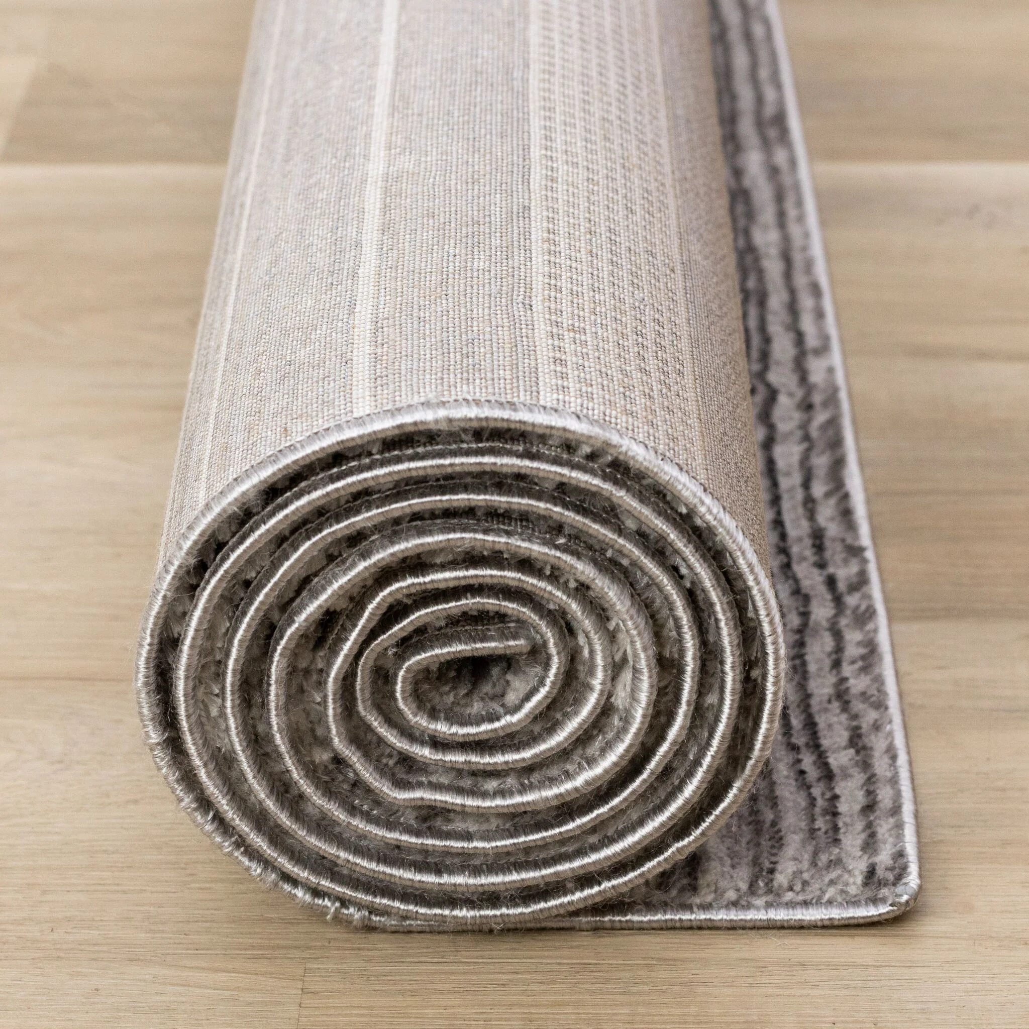 Zola 6'7" x 9'6" Patterned Rows Area Rug - Grey, White, Black - Image 10